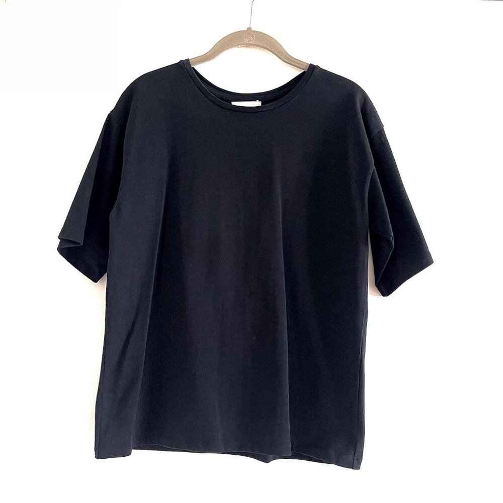 NWOT Loulou Studio Black Lipari Cotton Jersey T-Shirt Size M - Picture 4 of 9